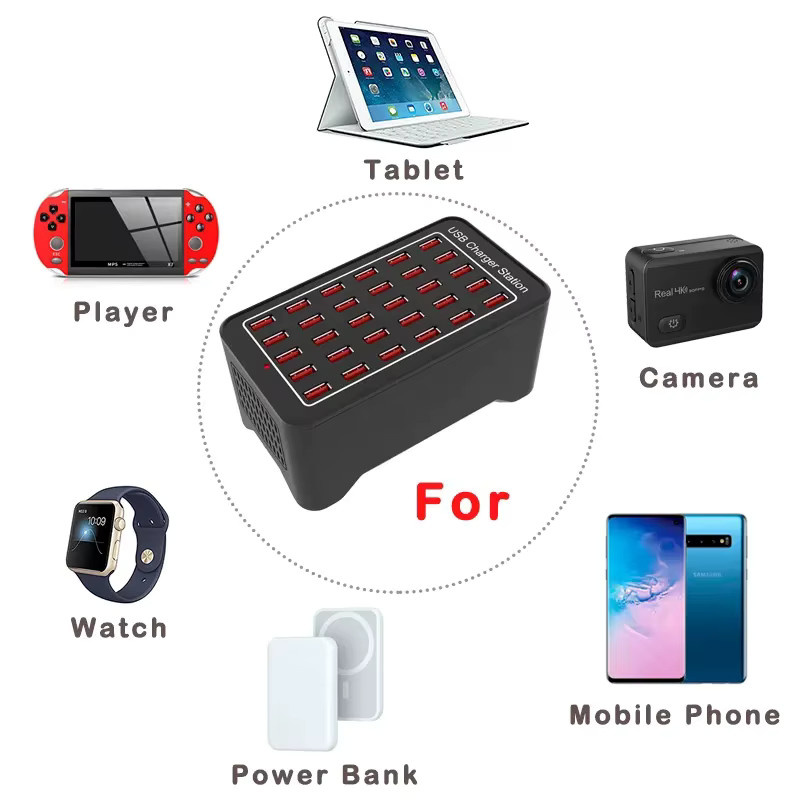 ILEPO USB-Schnellladestation mit 150 W und USB-A Ports in Schwarz als Universal Wand- und Desktop-Ladestation für dein Handy - Bild 3
