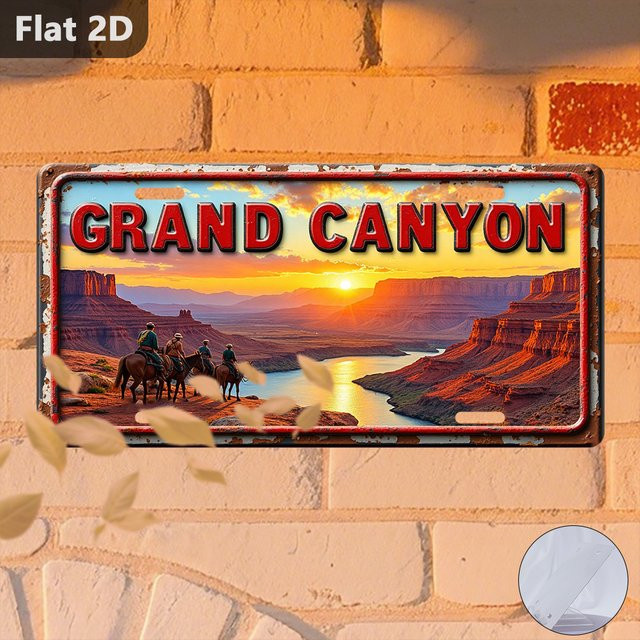 Retro Sunset Rider Metallschild CIFBUY Vintage Wanddekoration Grand Canyon Cyclist Art, Breite: 30,48 cm, Höhe: 15,0 cm, Tiefe: 1,0 cm - Bild 1