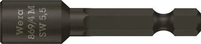 Wera Steckschlüsseleinsatz 869 4M mit 6 Kant Antrieb, Schlüsselweite 10 mm, Länge 50 mm, Magnetisch, Schwarz - Bild 1