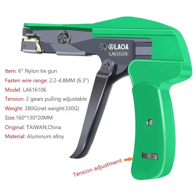 LAOA Kabelbinderpistole in Grün für Nylon-Kabelbinder mit einer Breite von 2,2 bis 4,8 mm und automatischer Spannungsabschaltung - Bild 2