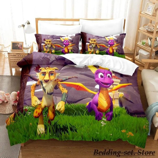 Spyro Reignited Trilogy Bettwäsche Anime Spiel Motiv Bettbezug King Size 245 x 210 cm - Bild 1