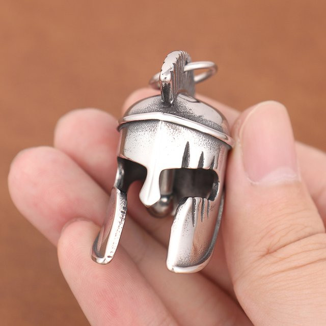 Anhänger Spartan Helm Halskette, Edelstahl, Silber, Herren - Bild 1