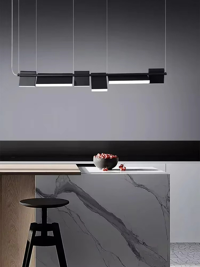 VIGOUS Moderne minimalistische LED-Pendelleuchte in Schwarz, drehbare Hängelampe aus Metall für Büro, Esszimmer oder Bar - Bild 3