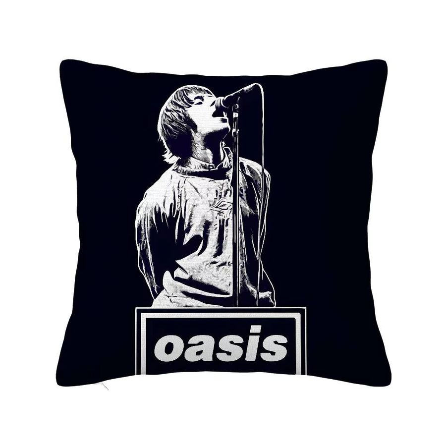 O-Oasis Rock Band Kissenbezug in Schwarz mit ästhetischem Plüschdruck für dein Sofa oder deine Heimdekoration - Bild 5