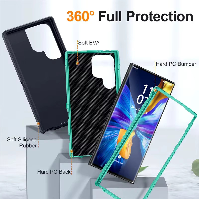 Stoßfeste Militär-Handyhülle für Samsung Galaxy S26 S25 S24 S23 S22 S21 S20 Ultra Plus mit Halterung aus hartem PC und TPU in Blau oder Lila - Bild 4