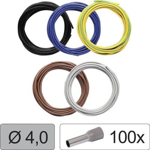 Quadrios 25CW120 LiFY Einzelader Kabel 4,0 mm² Set in Schwarz, Blau, Gelb-Grün und Braun, Grau - Bild 1