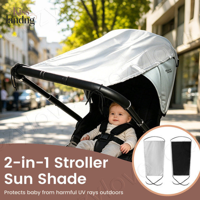 Kisslanding Kinderwagen-Sonnenschutz mit UPF 50+ UV-Schutzdach in Silber - Bild 1
