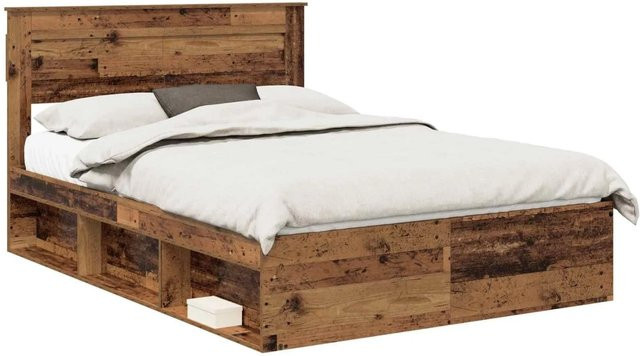 vidaXL Bettrahmen aus massivem Kiefernholz in Braun, B/T/H: 140 x 190 x 143 cm - Bild 1