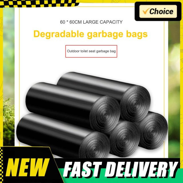 APWIKOGER Faltbare Toiletten-Müllbeutel für den Außenbereich, 12 Stück pro Rolle, Schwarz, aus Kunststoff, ideal für Camping und Reisen - Bild 1