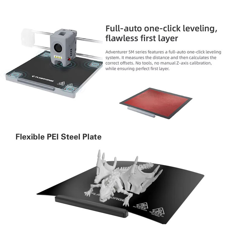 Flashforge Adventurer 5M FDM 3D-Drucker mit Hochgeschwindigkeits-Vollautomatik-Nivellierung, direktem Extruder und flexibler PEI-Platte - Bild 3
