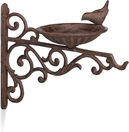 Relaxdays Vogeltränke aus Gusseisen in Braun, wetterfest und frostsicher, B/T/H: 24 x 28 x 14 cm