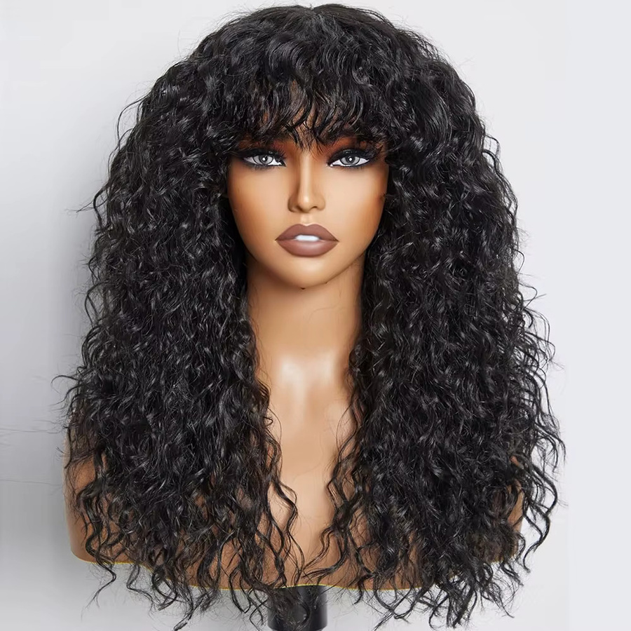 Dula A Hair Wasserwellen-Echthaar-Perücke mit Pony, Remy-Haar, Damen - Bild 2