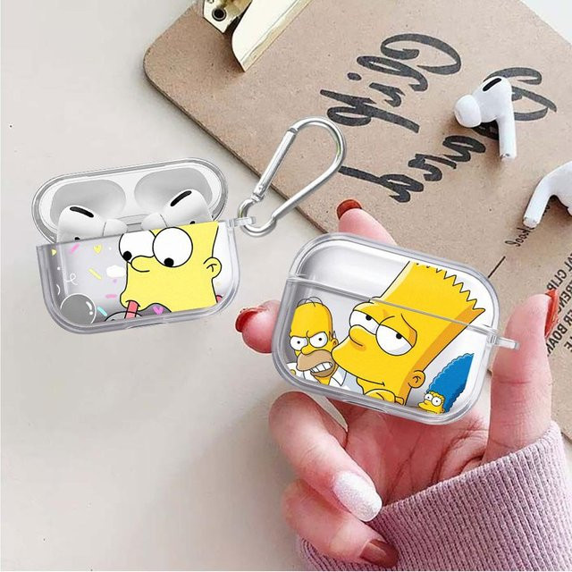Transparente Kopfhörerhülle im Simpsons Cartoon Design für Apple AirPods Pro 1 2 3 4 - Bild 1