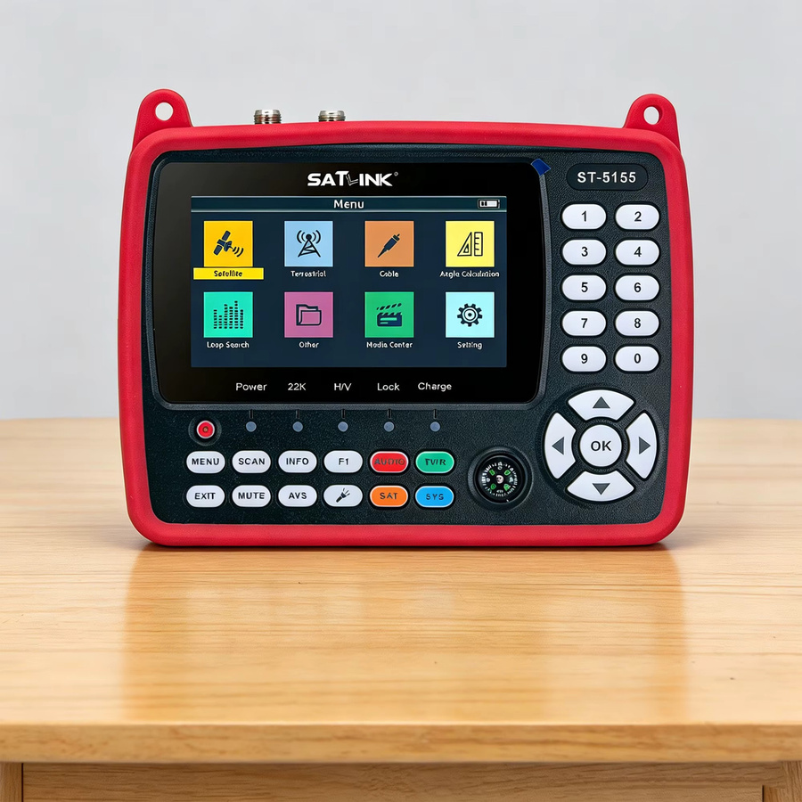 SATLINK Kombi-Messgerät und Satellitenfinder für DVB-S/S2/T/T2/C mit Full HD 1080P Unterstützung für MPEG-2/4, H.264, H.265 (10 Bit) sowie QPSK, 8PSK und 16PSK in Schwarz und Rot - Bild 2