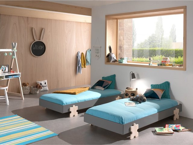 Modulo Art. Set aus 2 Stapelbetten für Kinder, grau lackiert, B/T/H: 90 x 200 cm pro Bett - Bild 1