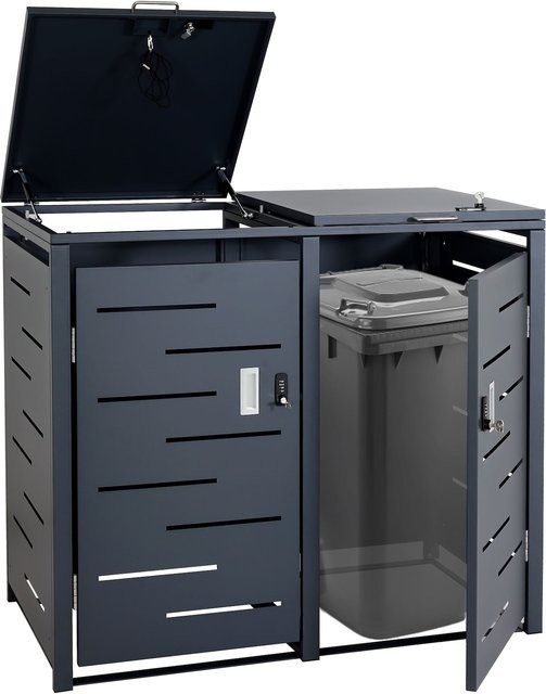 MCW Mülltonnenverkleidung E83 2er Mülltonnenbox aus Stahl in Anthrazit, B/T/H: 103 x 135 x 63 cm - Bild 1