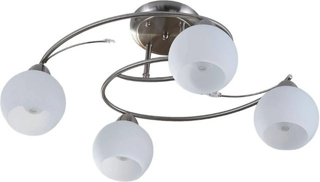 Lindby Deckenlampe Svean Modern 4-flammig aus Aluminium und Glas in Silber und Grau mit E14 Fassung - Bild 1
