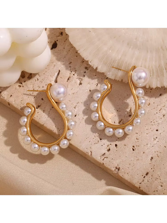 Loe Perlenohrringe, Edelstahl, 750 Gold, Damen - Bild 3