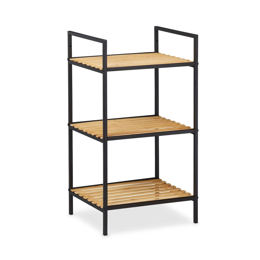 Relaxdays Standregal aus Bambus und Eisen in Braun und Schwarz mit 3 Ablagen, B/T/H: 71 x 39 x 32,5 cm - Bild 2