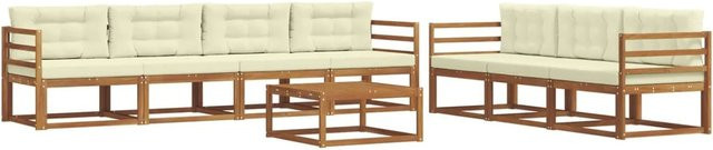 vidaXL Outdoor-Sofagarnitur aus Akazienholz mit Kissen in Natur und Beige - Bild 1