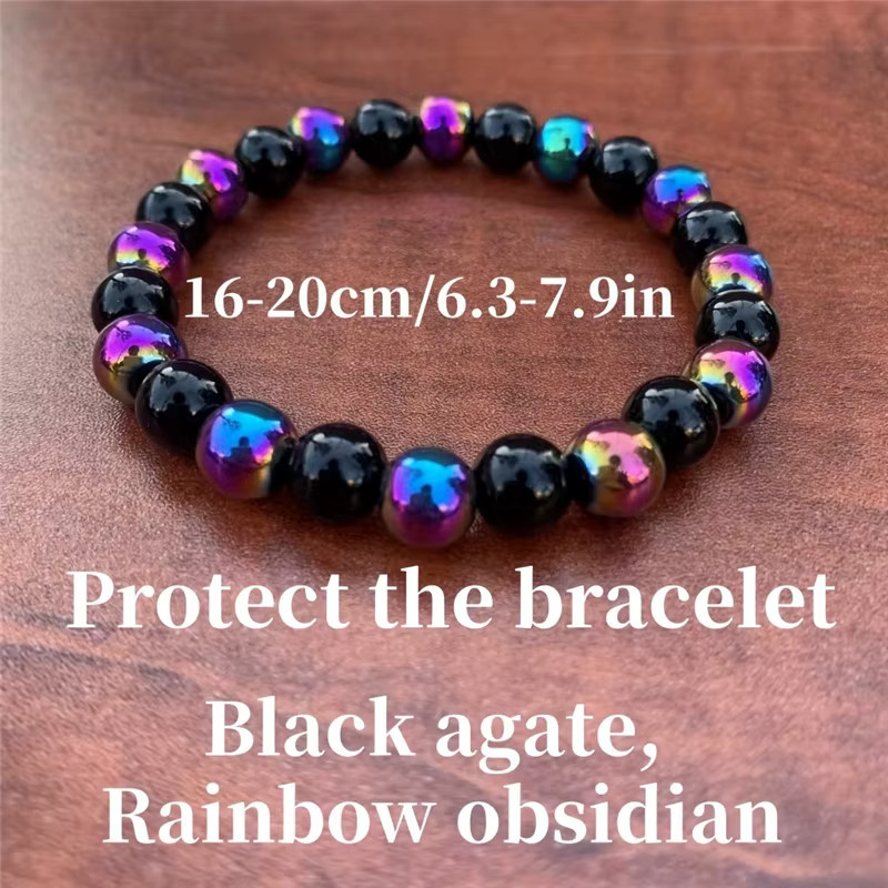 Armband Regenbogen-Obsidian-Achat, 8 mm, Unisex - Bild 2