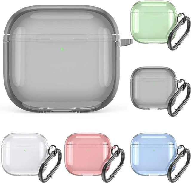 Transparente Schutzhülle für Apple AirPods 4 aus weichem TPU mit Karabiner - Bild 1