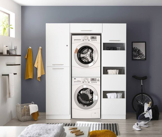 Respekta Hauswirtschaftsraum Set Clara Waschmaschinenschrank in Weiß Matt, B/H/T: 167,4 x 200 x 67,6 cm - Bild 3