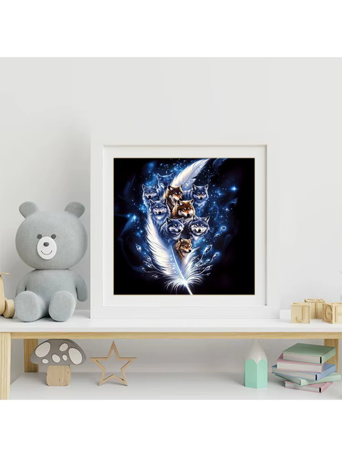 EverShine DIY Diamantmalerei Wolf als Strass-Mosaik Wanddekoration mit runden Steinen - Bild 3
