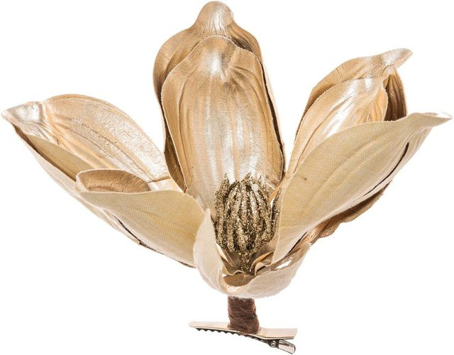 idee. Creativmarkt Deko-Blüte mit Clip in Champagner, Höhe: 21 cm - Bild 1