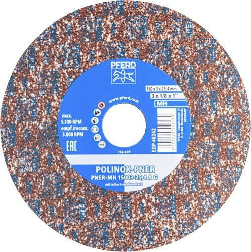 PFERD POLINOX verpresstes Vlies-Rad PNER, Durchmesser: 150 mm, Dicke: 3 mm, Bohrung-Ø: 25,4 mm, Körnung: A Grob, Mittelhart, 5er Pack - Bild 1