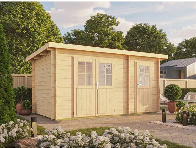 Fjordholz Gartenhaus Ezra 2H Pultdach aus imprägnierter Kiefer in Braun - Bild 1