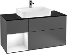 V&B Waschtischunterschrank Finion mit Wandbeleuchtung, Anthrazit lackiert, Breite: 120 cm, Tiefe: 50,1 cm, Höhe: 50,1 cm - Bild 1