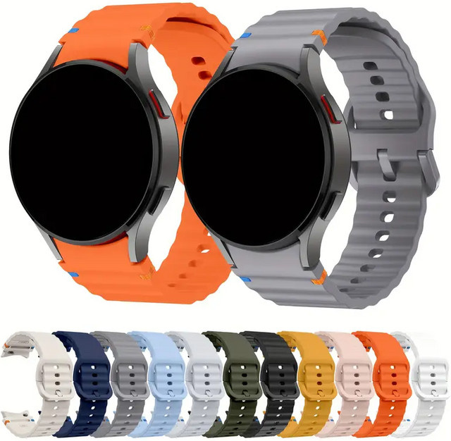 Samsung Uhrenarmband Silikon, Weiß, Galaxy Watch 7/FE/5 pro/6/4 Classic - Bild 1