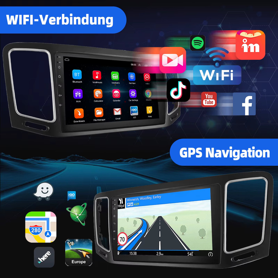 ESSGOO Android 14 Autoradio mit 9 Zoll Touchscreen für VW Sharan II 7N und Seat Alhambra 2 (2010-2021), 4+64G, Schwarz, Wireless Apple Carplay, Android Auto, GPS, Wifi, Bluetooth, USB, Mirror Link - Bild 3