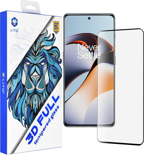 Lito Displayschutzfolie aus gehärtetem Glas für OnePlus 11R, 3D Full Glue, Schwarz und Transparent - Bild 1