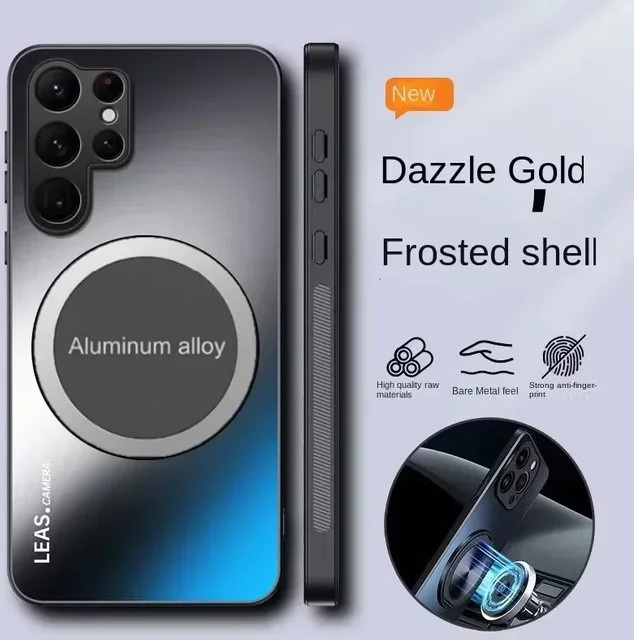 Magnetische Metall-Schutzhülle für Samsung Galaxy S26 S25 S24 S23 S22 S21 Serie und A-Serie in Silber - Bild 1