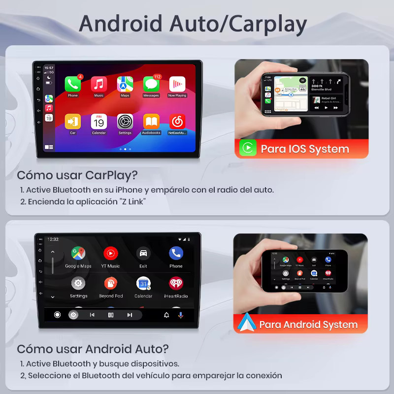 Junsun Wireless CarPlay und Android Auto Autoradio für Audi A3 2 8P (2003-2013) mit IPS Touchscreen, GPS, WiFi, 4G, Bluetooth und DAB+ in Schwarz - Bild 4