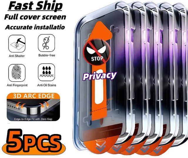 Anti-Spy Displayschutz aus gehärtetem Glas für Samsung Galaxy S25 S26 Ultra S24 FE S23 Plus S22 S20 FE, Sichtschutz Schutzfolie, transparent - Bild 1