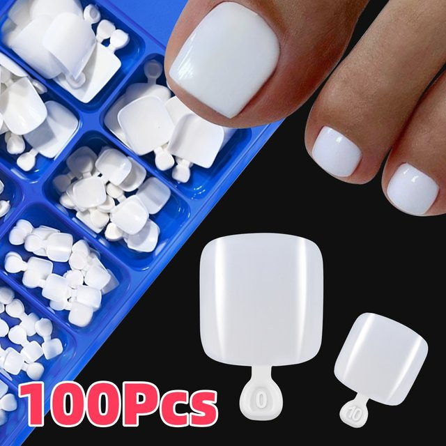 MAFANAILS Press-On Zehennägel, weiß, glänzend, Damen, 100 Stück - Bild 1