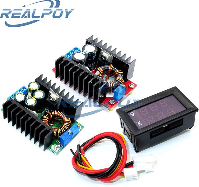 REALPOY DC-DC Boost und Buck Converter Leistungsmodul mit Digital Voltmeter und Amperemeter Dual Display, 150W Boost 9A / 300W Step Down 10A, 0-100V - Bild 1