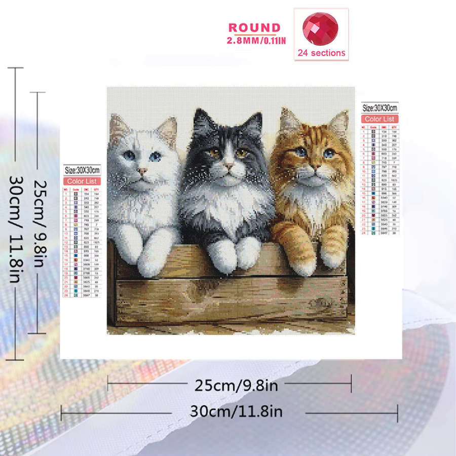 Evershine 5D DIY Diamantmalerei Katze Motiv für Erwachsene und Anfänger, Multicolour, B/B/H: 20 x 20 x 20 cm - Bild 2