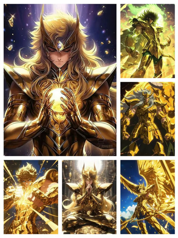 Saint Seiya Diamant-Malerei-Set Kayou 5D-Diamant-Stickerei in Gold für handgefertigte Anime-Kunst zur Heimdekoration B: 40 cm, H: 30 cm, T: 30 cm - Bild 2