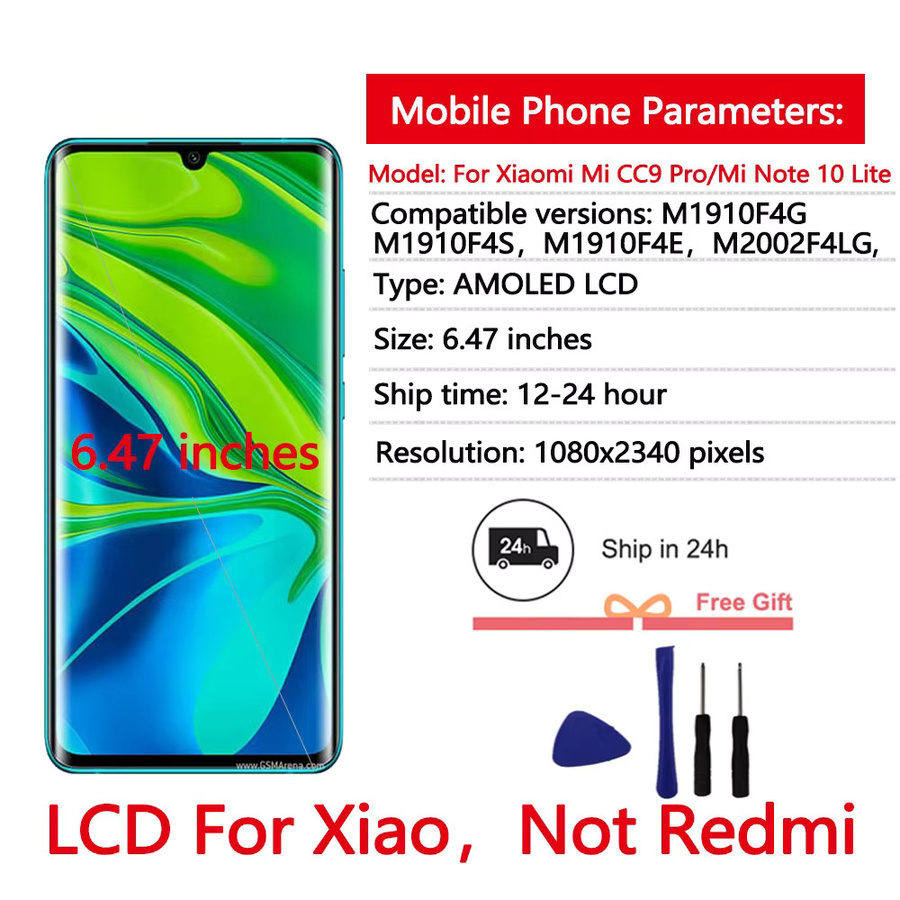Xiaomi Mi CC9 Pro AMOLED-Display mit Touchscreen-Digitizer in Schwarz für Mi Note 10 Lite Ersatz LCD-Display - Bild 2