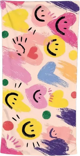 Schnell trocknendes Strandhandtuch mit Smiley-Gesicht Aufdruck von JMG Household Supplies, Mehrfarbig, B: 80 cm, L: 160 cm - Bild 1
