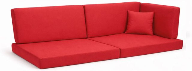 Setgarden Comfort Palettenkissen 6er Set für Outdoor in Rot mit Sitzkissen und Rückenkissen, Sitzkissen B: 120 cm, T: 60 cm, H: 10 cm und Rückenkissen B: 120 cm, T: 40 cm, H: 10 cm - Bild 1