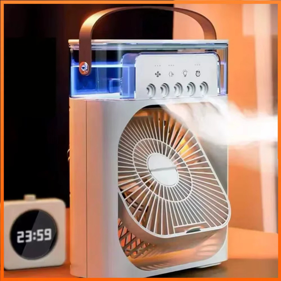 XMSJ 3-in-1 Tragbarer Verdunstungsluftkühler Mini Desktop-Nebelventilator mit LED-Licht als Luftbefeuchter in Weiß oder Grün - Bild 3