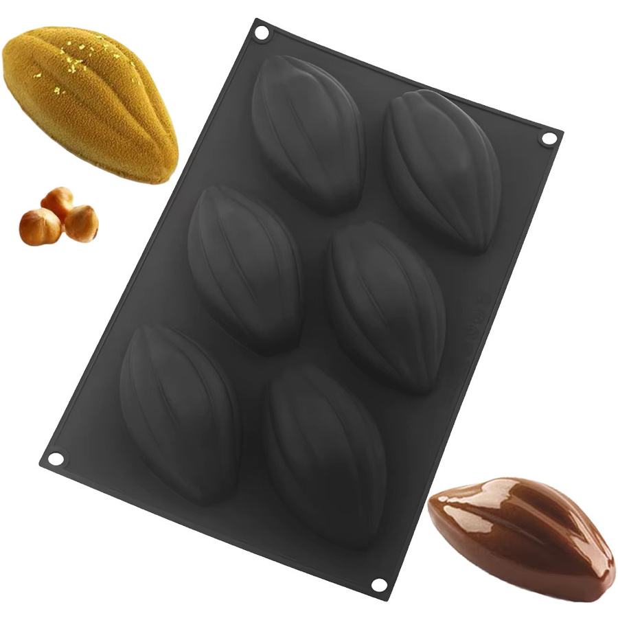 Meibum Silikonform für Olivenmousse-Kuchen mit 6 ovalen Mulden in Schwarz - Bild 3
