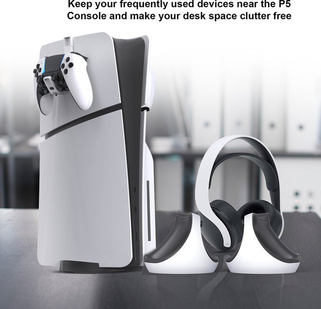 ALLOYSEED Kopfhörer- und Controller-Halterung für PS5 und PS5 Slim in Weiß - Bild 1