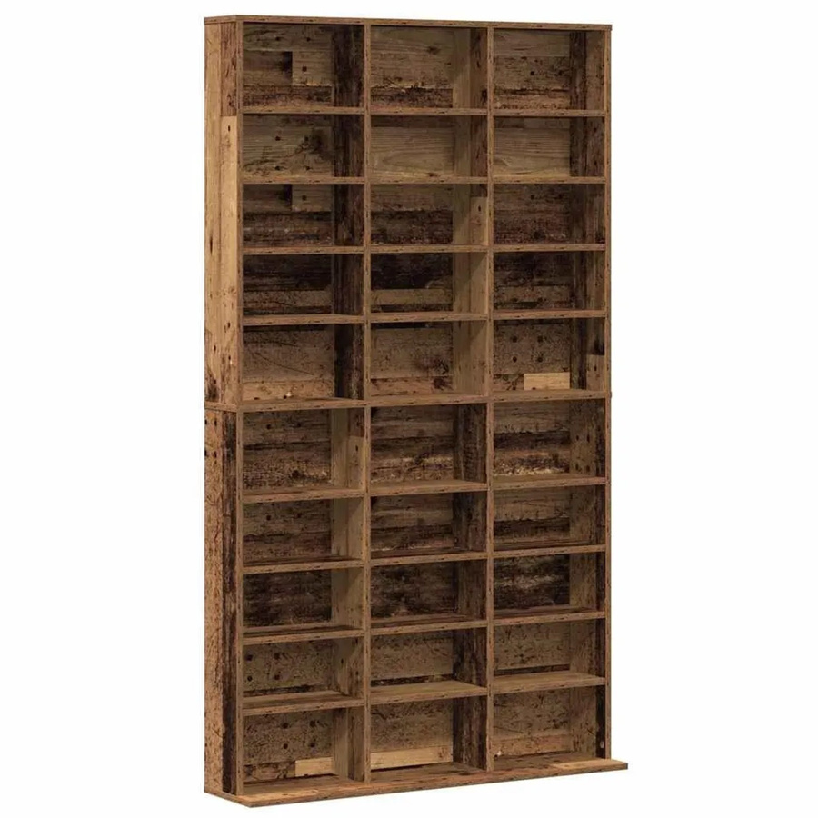 vidaXL CD Regal aus Altholz in Braun mit Rückwand für Wohnzimmer und Büro, B/T/H: 101 x 23 x 177,5 cm - Bild 2
