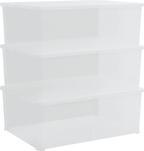 vidaXL Aufbewahrungsboxen aus Kunststoff mit Deckel, 3er-Set, transparent, 10 l, stapelbar - Bild 1